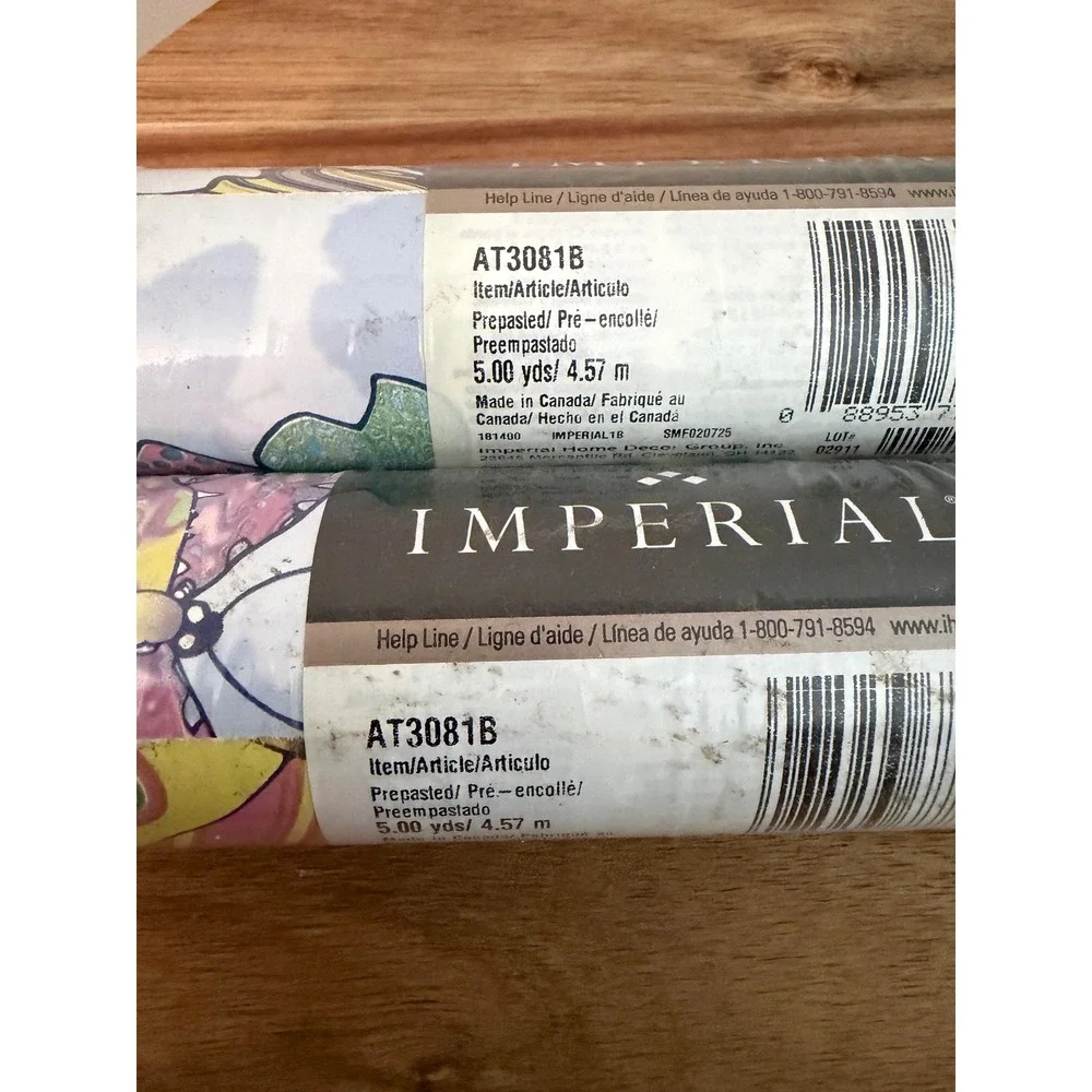 Vintage Lot of 2 Imperial Wallpaper Border AT3081B Butterflies NEW Sealed